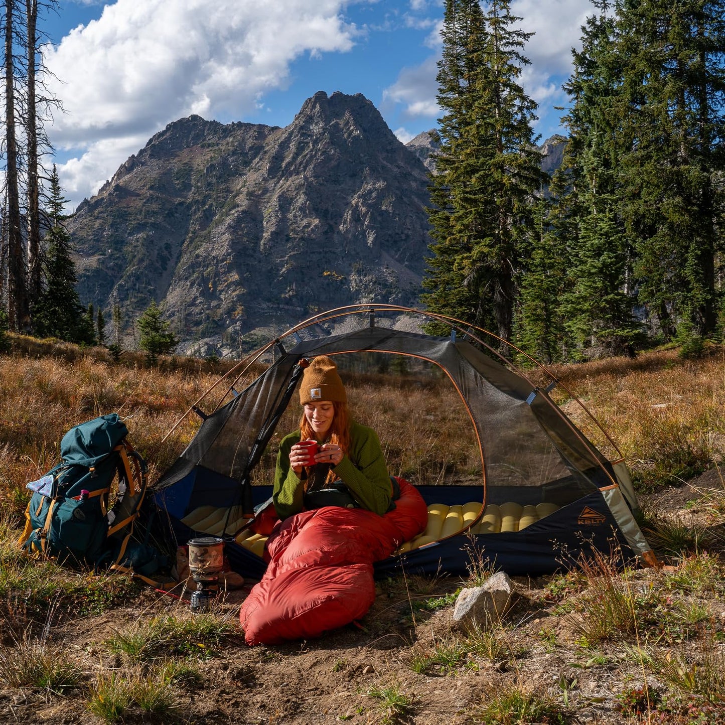 Kelty Late Start 1P Backpacking Tent – Lightweight Solo Camping Tent Shelter with Quickcorners, Aluminum Poles, Waterproof Poly Fly, Updated for 2024 (1 Person)