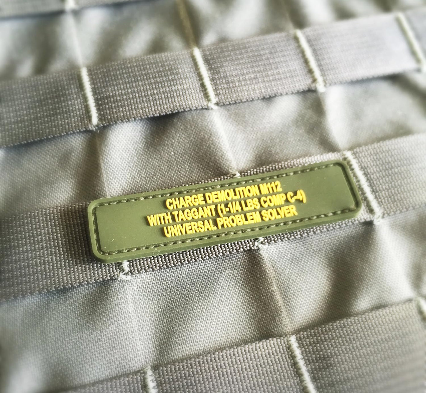 OD Green PVC C4 Morale Patch - 0.5 x 3 Inch Military Spec Monkey Patch