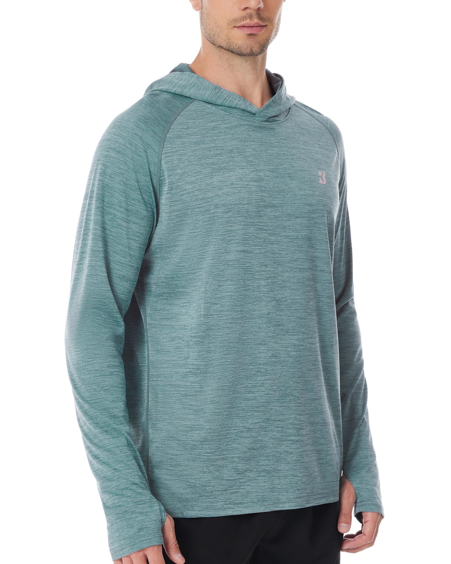 Roadbox Mens UPF 50+ Sun Hoodie, Long Sleeve UV Protection Lightweight Athletic Rash Guard Shirt for Outdoor Fishing Hiking Grey Green
