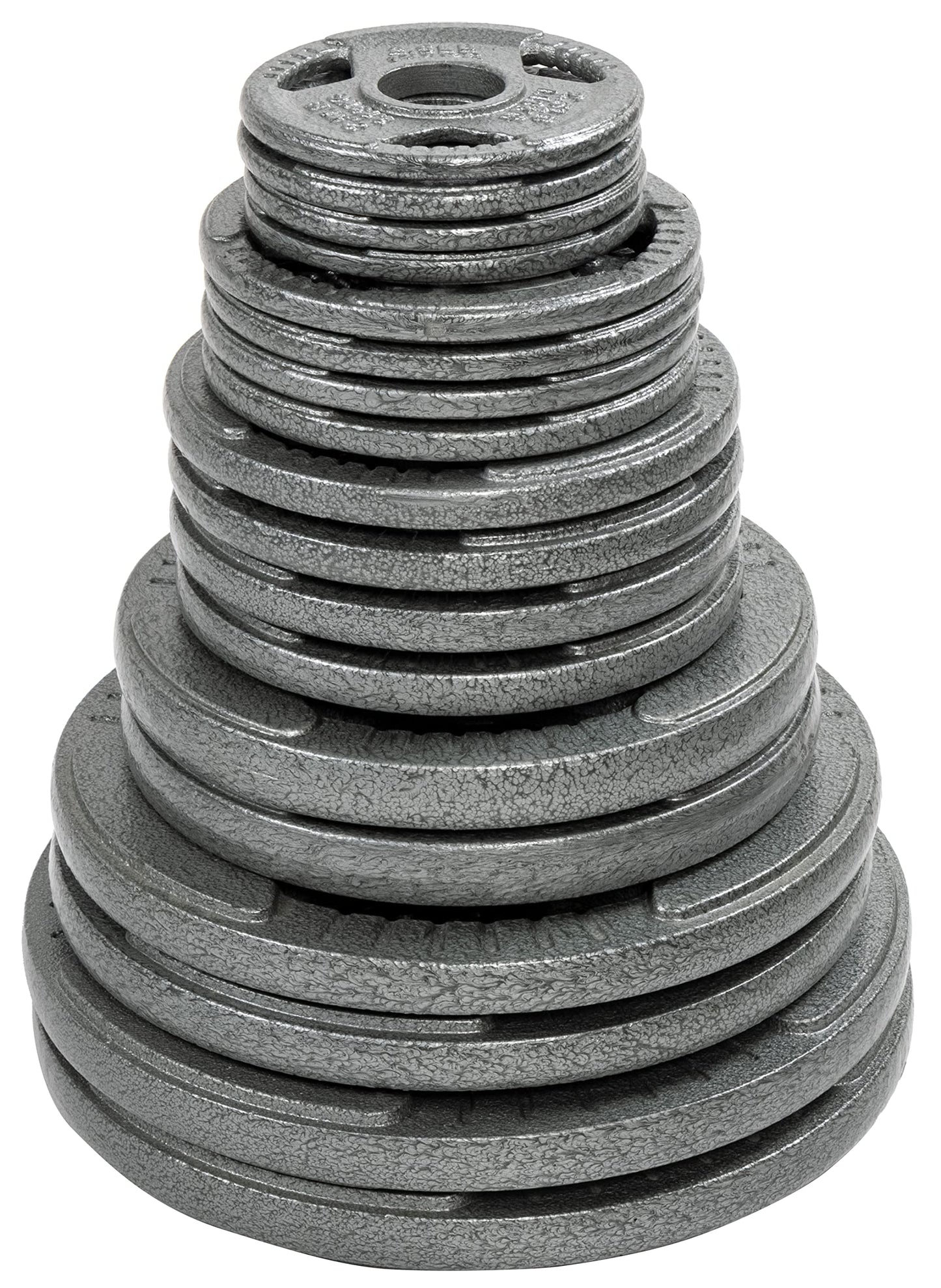 Signature Fitness Cast Iron Olympic 2-inch Plates Weight Plates for Strength Training, 280LB Set, Style #5, No Clips, Multiple Packages
