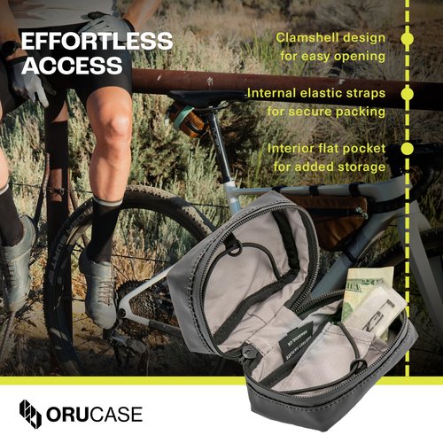 ORUCASE Bike Saddle Bag HC - Compact, Waterproof Under Seat Bag for Bicycles - Secure Seat Bag With Strong Rubber Straps - Easy To Install Bike Storage Bag for Tools - 25 Cubic Inches - Black