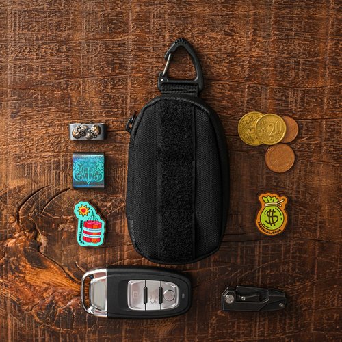 TACTICAL_GEEK Storage A7 EDC Key Bag Molle Pouch, Waterproof Zipper Wallet Car Key Case, Multipurpose Pocket Organizer, Unisex Tac Pouch with Patch Area for Daily Carry, Black