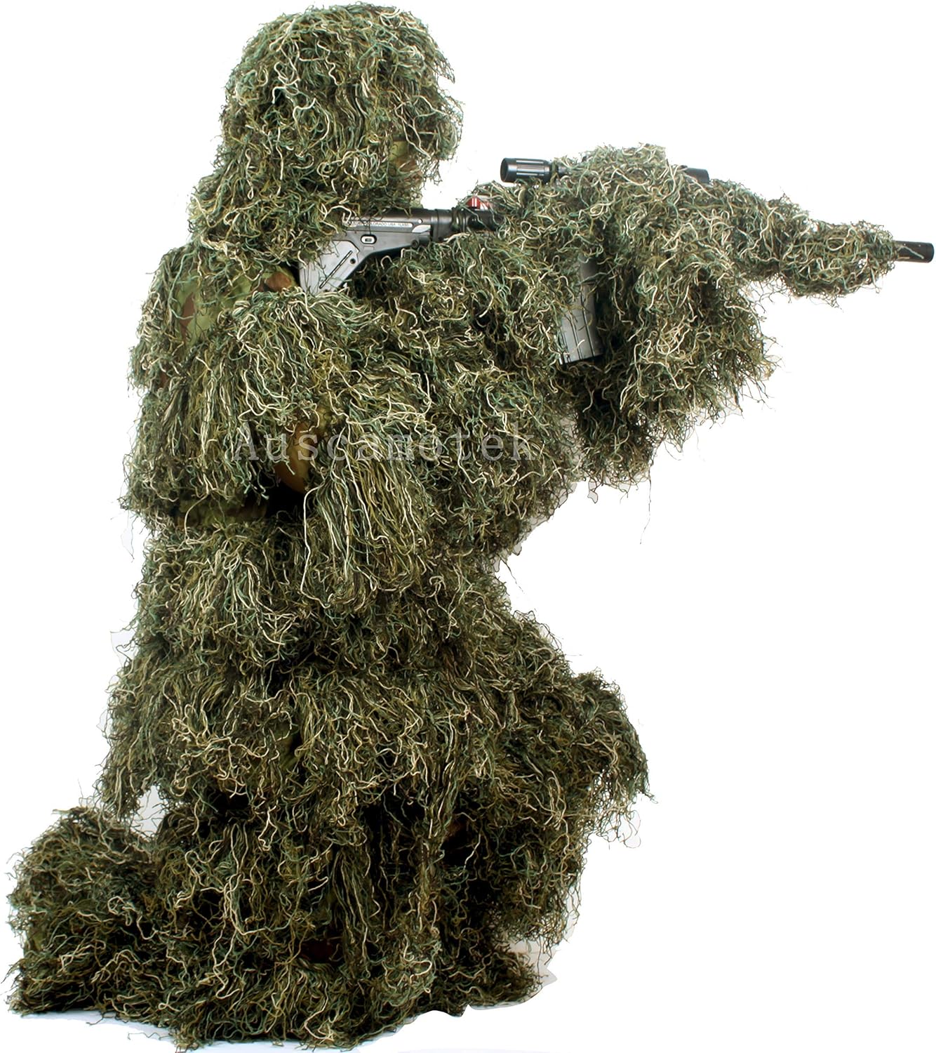 AUSCAMOTEK Ghillie Suit for Hunting Camouflage Suit Hunting Gilly - Green