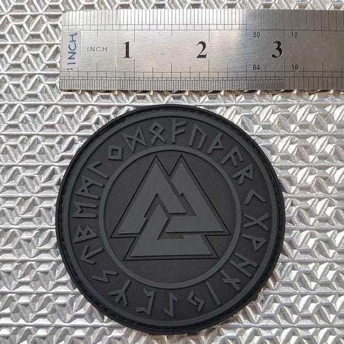 Compatible with Valknut Patch PVC Viking Compatible with Velcro Plate Carrier Patches for Backpacks for Hats PVC Morale Norse Patch (Blackout Subdued)