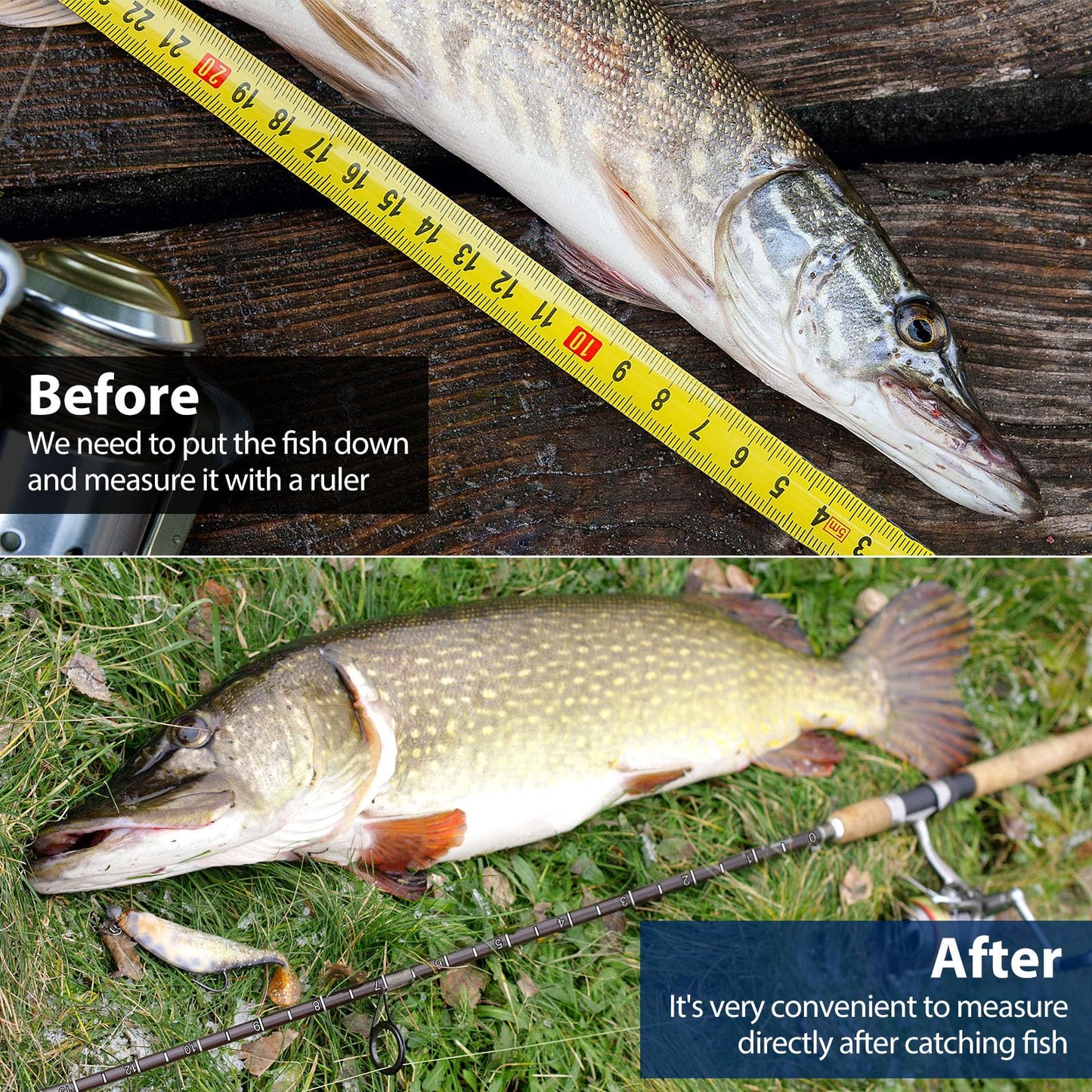 Affrolling 2 Pcs 36 Inch Fish Measuring Tape Stickers Waterproof Transparent Vinyl Fish Measuring Decal Adhesive Boat Ruler Clear Boat Accessories(White)