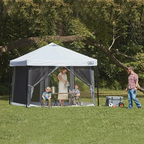 Canopy Universal Mosquito Netting Tent, Converts 10'x10' Canopy Gazebo into Camping Inner Tent, Screen House Camping Cube with Full PE Floors for Patio, Outdoor, Garden and Backyard.(Black)