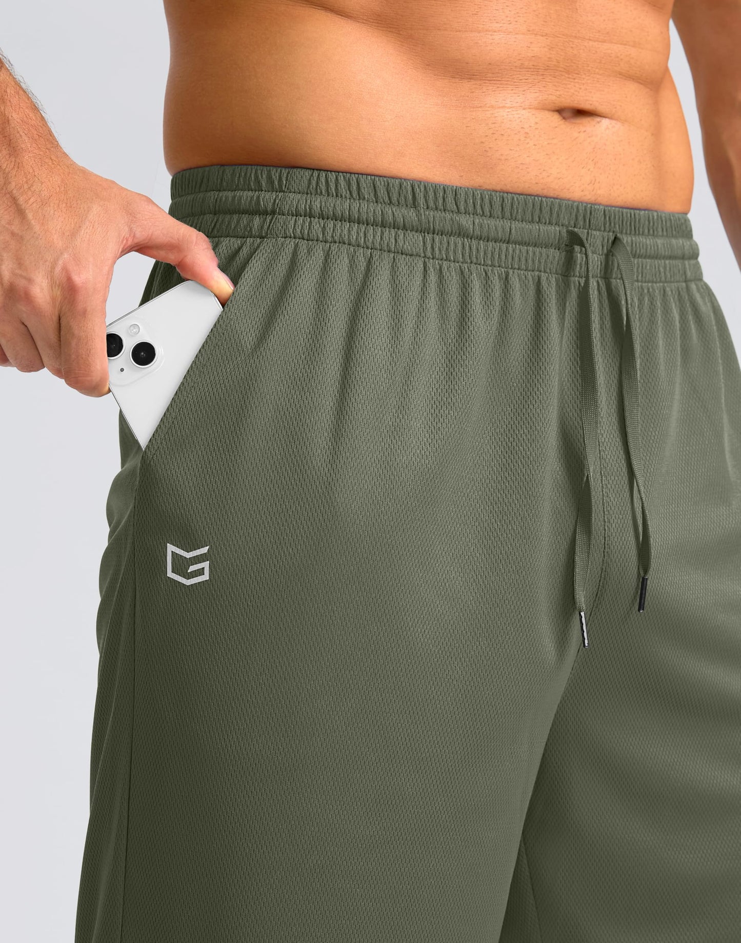 Men's Athletic Shorts with Pockets 9" / 11" Long Basketball Shorts Lightweight Quick Dry Gym Workout Shorts for Men(Sage,S)