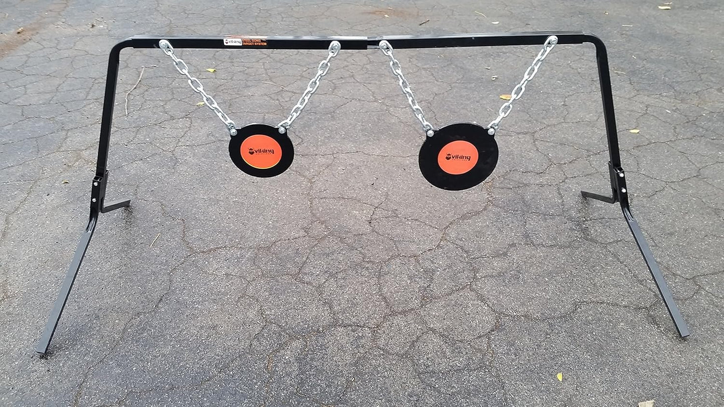 Viking Solutions Single Stand Dual Gong Target System 8" and 10" Gongs 3/8" AR500 Steel