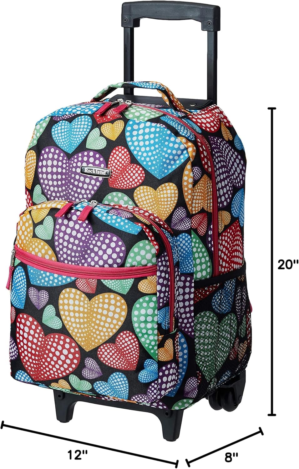 Rockland Double Handle Rolling Backpack, BLUELEOPARD, 17-Inch