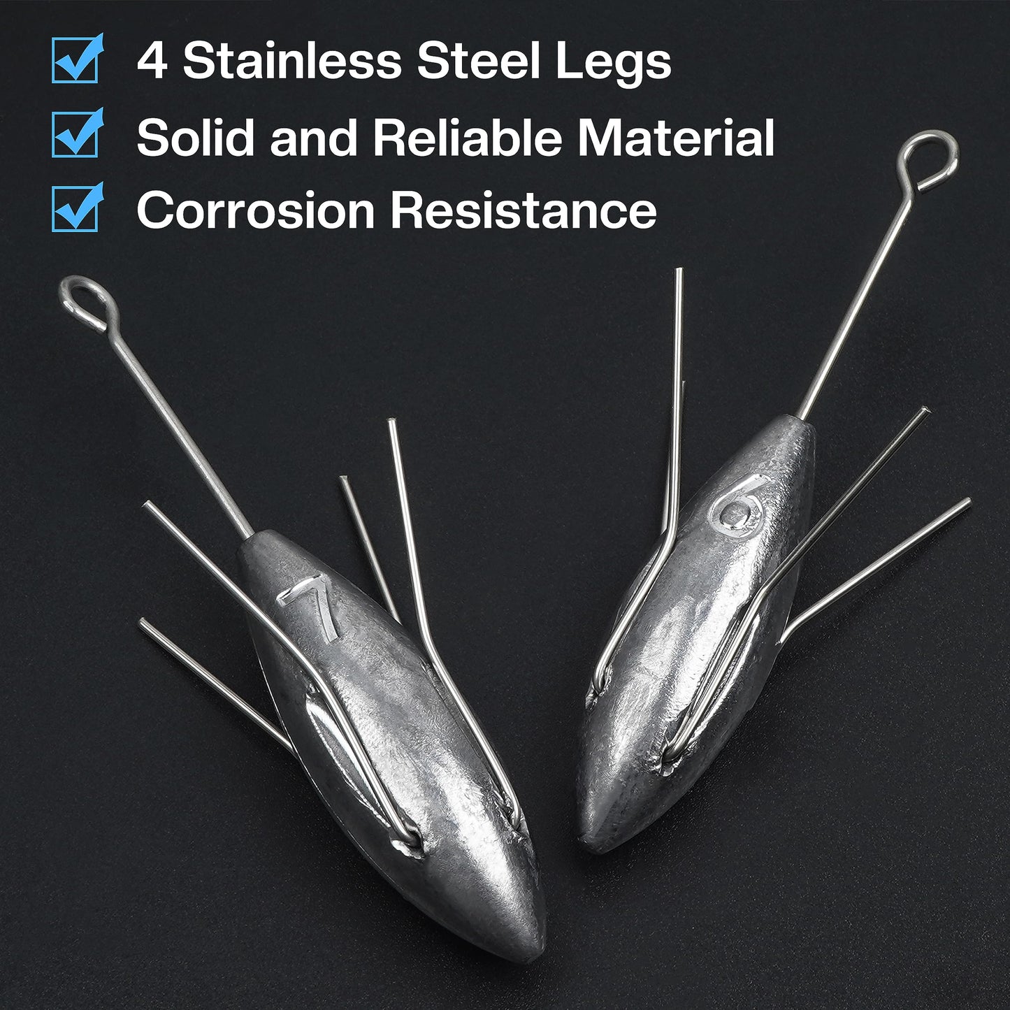 AGOOL Sputnik Sinker Fishing Weights Long Tail Fishing Equipment Surfing Casting Spider Sinkers for Saltwater Catfish Beach Sand Ocean 2/5pcs 3oz-7oz