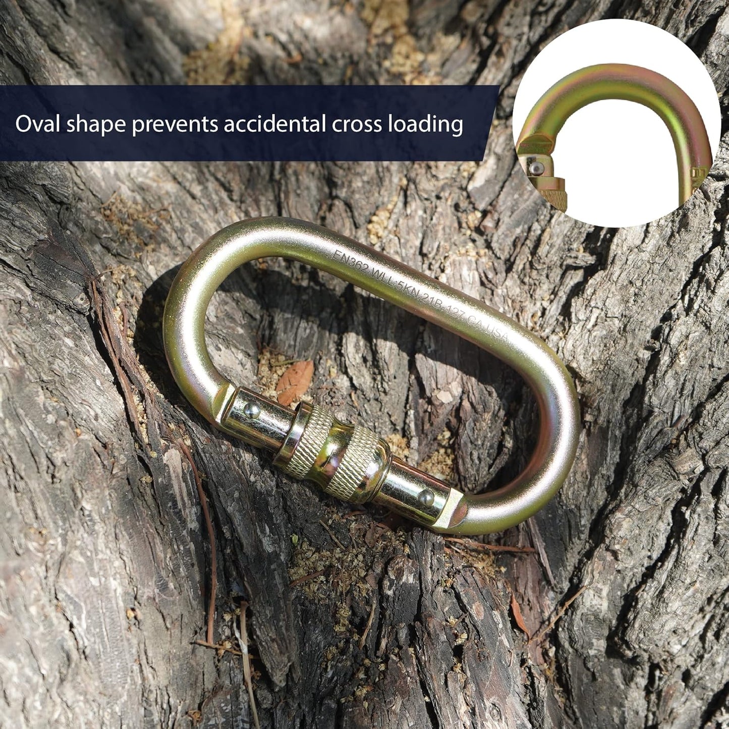 Screw Locking Carabiner 25KN (5-Pack) - Fusion Climb® Ovatti - Professional Rock Climbing Carabiner - Heavy Duty Steel Screw Locking Carabiner for Climbing, Rappelling, D Shaped