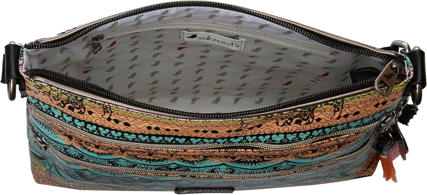 Sakroots Foldover Crossbody Purse - Women's Handbag For Everyday & Travel - Cross Body With Adjustable Shoulder Strap