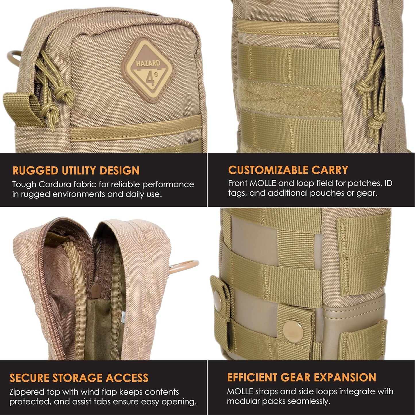 Hazard 4 Hazard 4 Broadside Large Utility Pouch with Molle, 9 X 5-Inch, Coyote