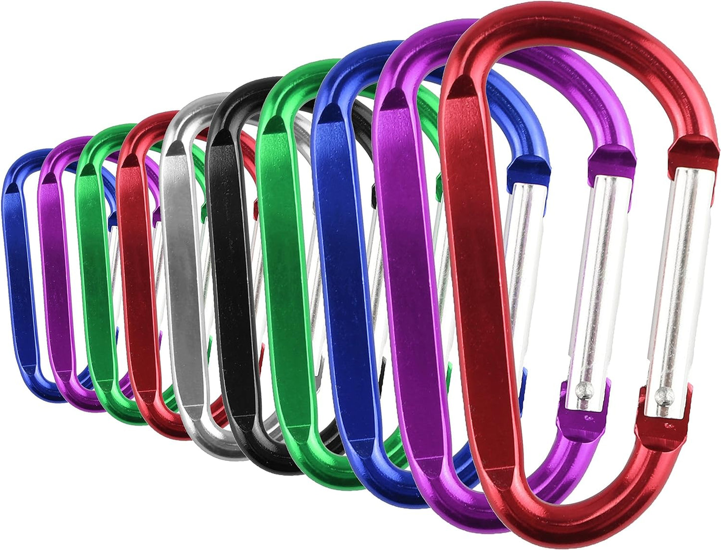 SWATOM Aluminum D-Shape Carabiner Clips | 1.6-3 Inch Spring Snap Hooks for Outdoor Use
