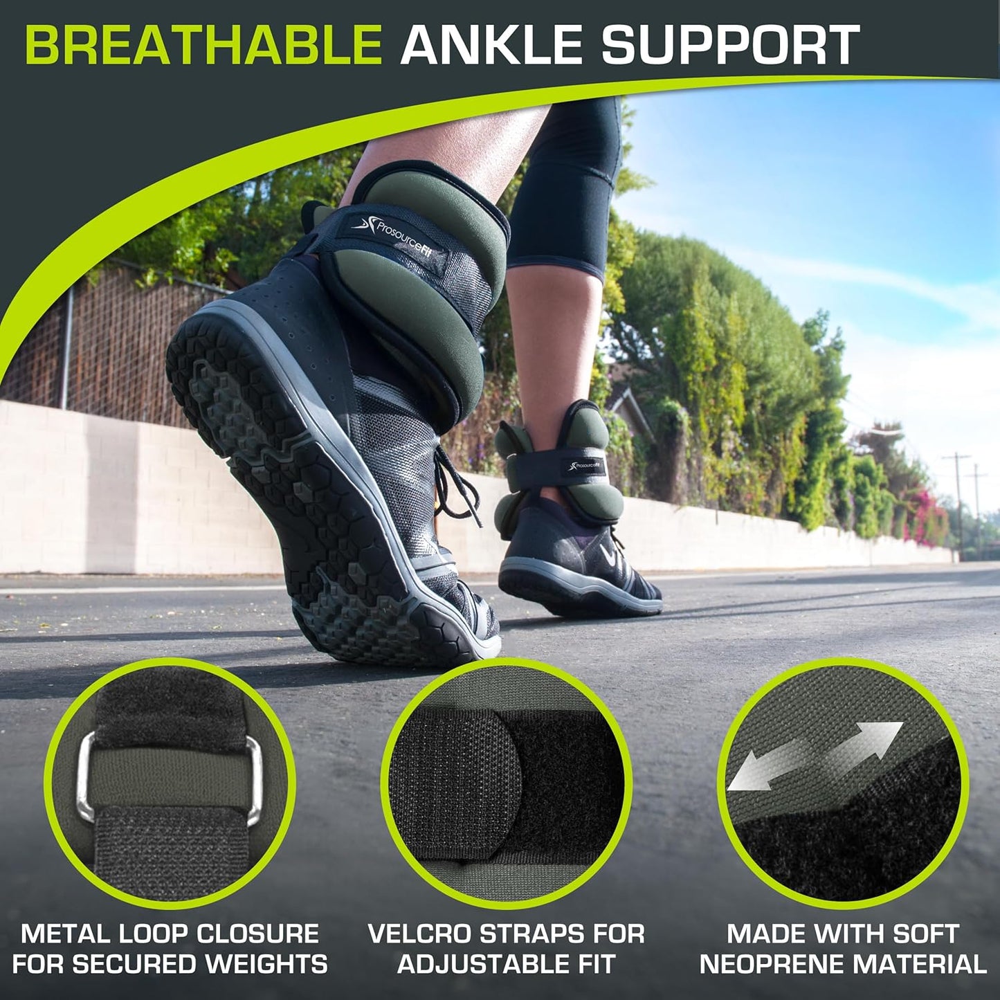 ProsourceFit Ankle/Wrist and Arm/Leg Weights Set of 2, Adjustable Strap 1 lb-5 lb, Adjustable Weight 15 lb, 10 lb, 7 lb for Men and Women