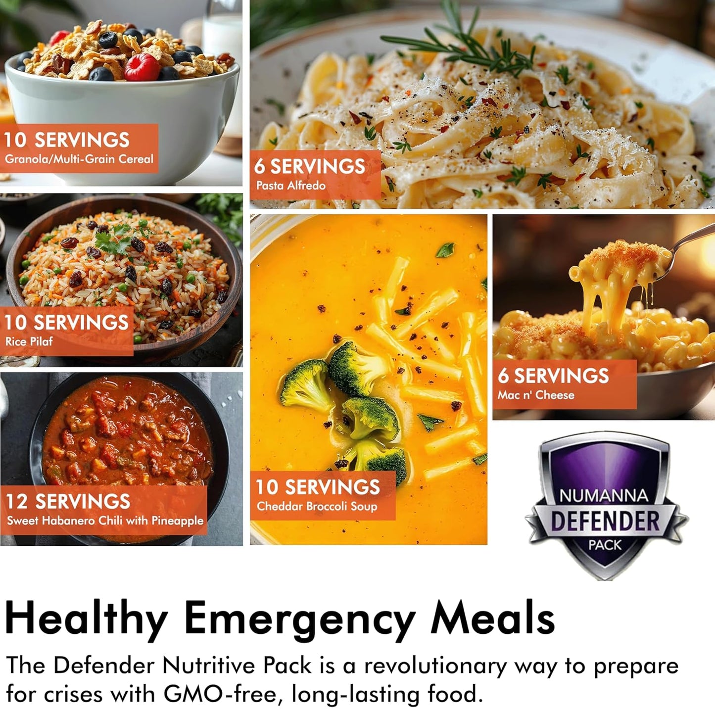 Numanna Defender Nutritive Pack Bucket 204 Servings | 1-Month Emergency Food Supply | GMO-Free, Non-Perishable Meals with Organic Grains & Superfoods | Easy to Prepare | Camping & Daily Use Pack of 1