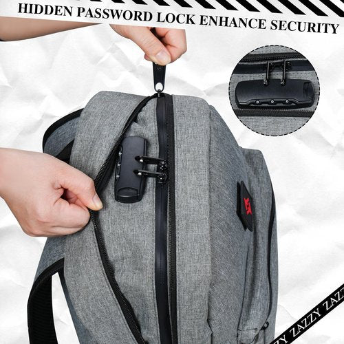 zazzy Smell Proof Backpack Lockable Carbon Fiber Odor Proof Backpack, Backpack with Lock, Travel Backpack Daypack Black