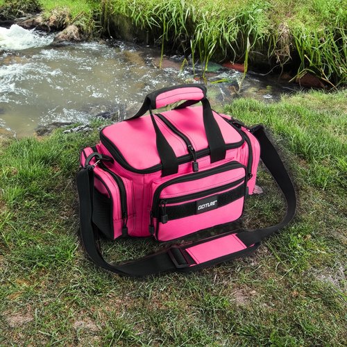 Goture Fishing Tackle Bag, Soft Side 600D Water-Resistant Cross Body Sling Fishing Bag, Small Saltwater Gear Storage Tactical Bags Store Up to 3 3600 Tackle Boxes(Not Included),14.96"x9.06"x7.48"