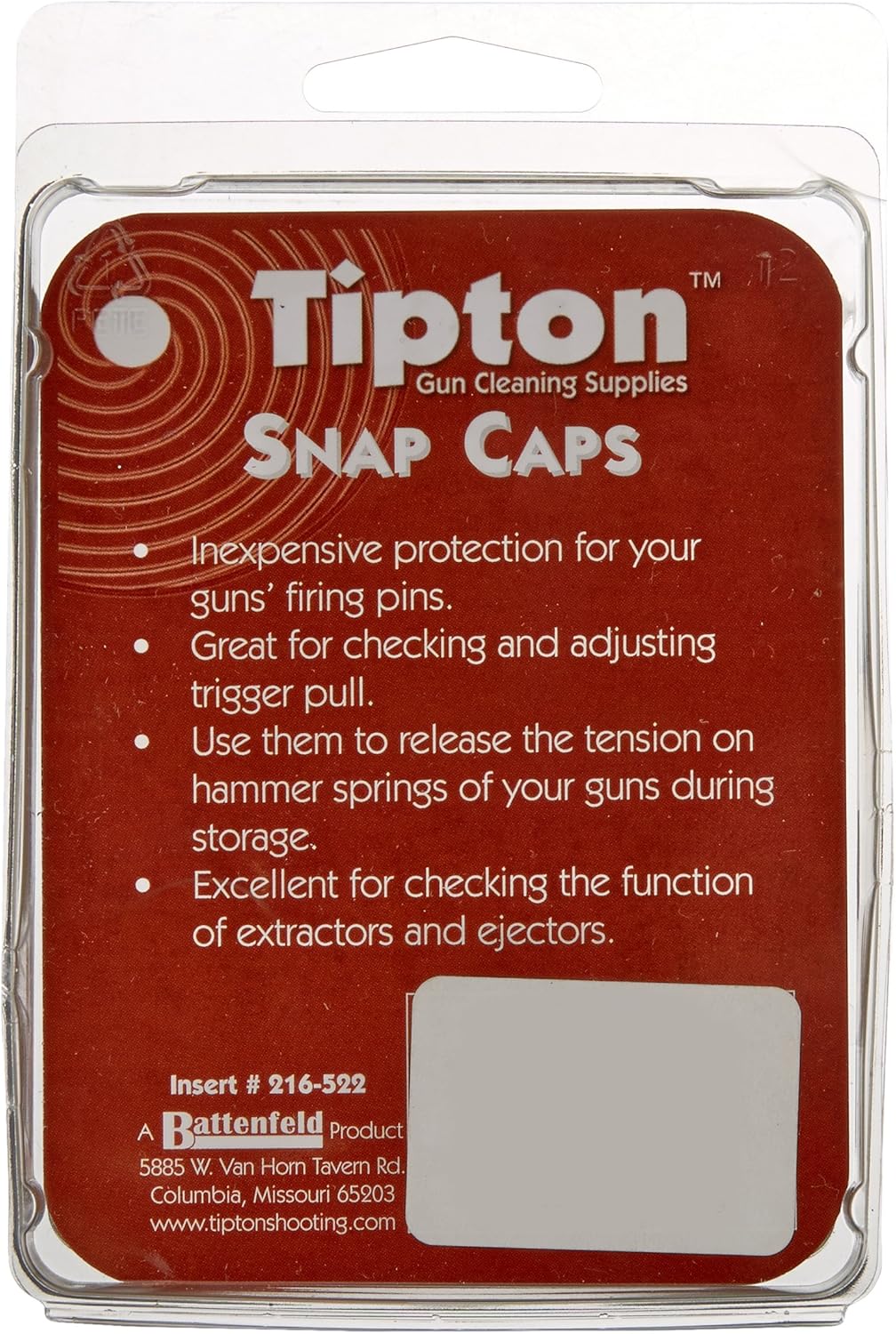 Tipton Pistol Snap Caps with False Primer and Reusable Design for Dry-Firing, Gun Maintenance, Gun Storage