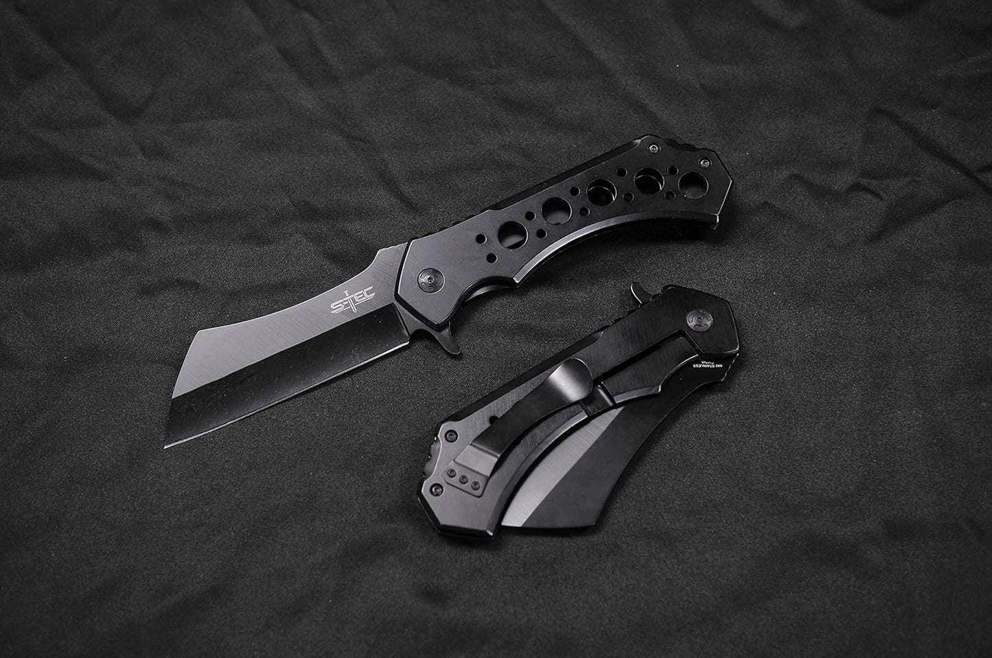 S-TEC 12-inch Rugged Chef Field Tactical Folding Cleaver (Stonewashed)