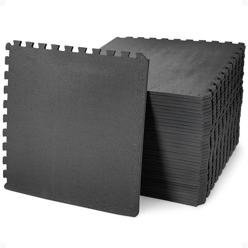 BalanceFrom Interlocking Foam Exercise Mat Equipment, Multiple Sizes & Colors Available - Non-Slip EVA Puzzle Floor Tiles with End Borders for Home Gym, Workout Room, Playroom or Daycare Flooring