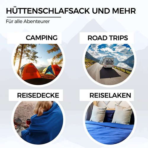 MIQIO 2-in-1 Cotton Sleeping Bag With Full Zip (Couplable): Lightweight Comfort Travel and XL Blanket in One - Summer Inner Sleeping Bag (Grey, Left)