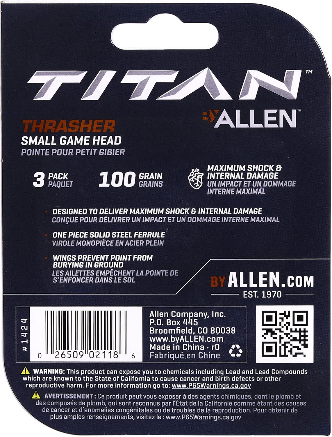 Allen Thrasher Small Game Arrow Head (Pack of 3)