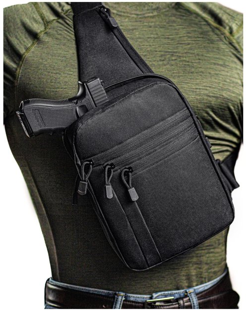 LINKA Tactical Sling Bag for Men - CCW Sling with Secure Chest Holster - Durable EDC Shoulder Bag for Everyday Use, Range, Hiking - Sleek