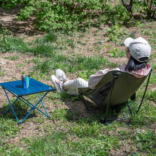 iClimb 1 Solo Mini Folding Table and 1 Low Ground Folding Chair Bundle, Ultralight Compact for Solo Adult Outdoor Backpacking Camping Hiking Beach Concert
