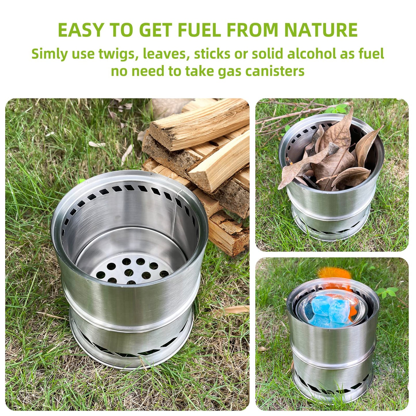 Acelane Camping Wood Stove, Portable Camping Stove - Stainless Steel Survival Stove Backpacking Wood Stove, Folding Small Mini Camp Stove for Hiking Traveling Outdoor