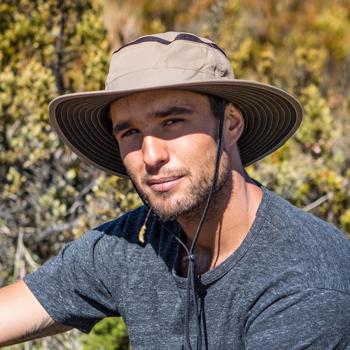 Sunday Afternoons Cruiser Hat - Breathable Sun Hat for Men & Women - UPF 50+ Bucket Hats for Beach, Hiking, Fishing, Safari - Water Repellent - Wide Brim Boonie with String - Olive Terrain, Large