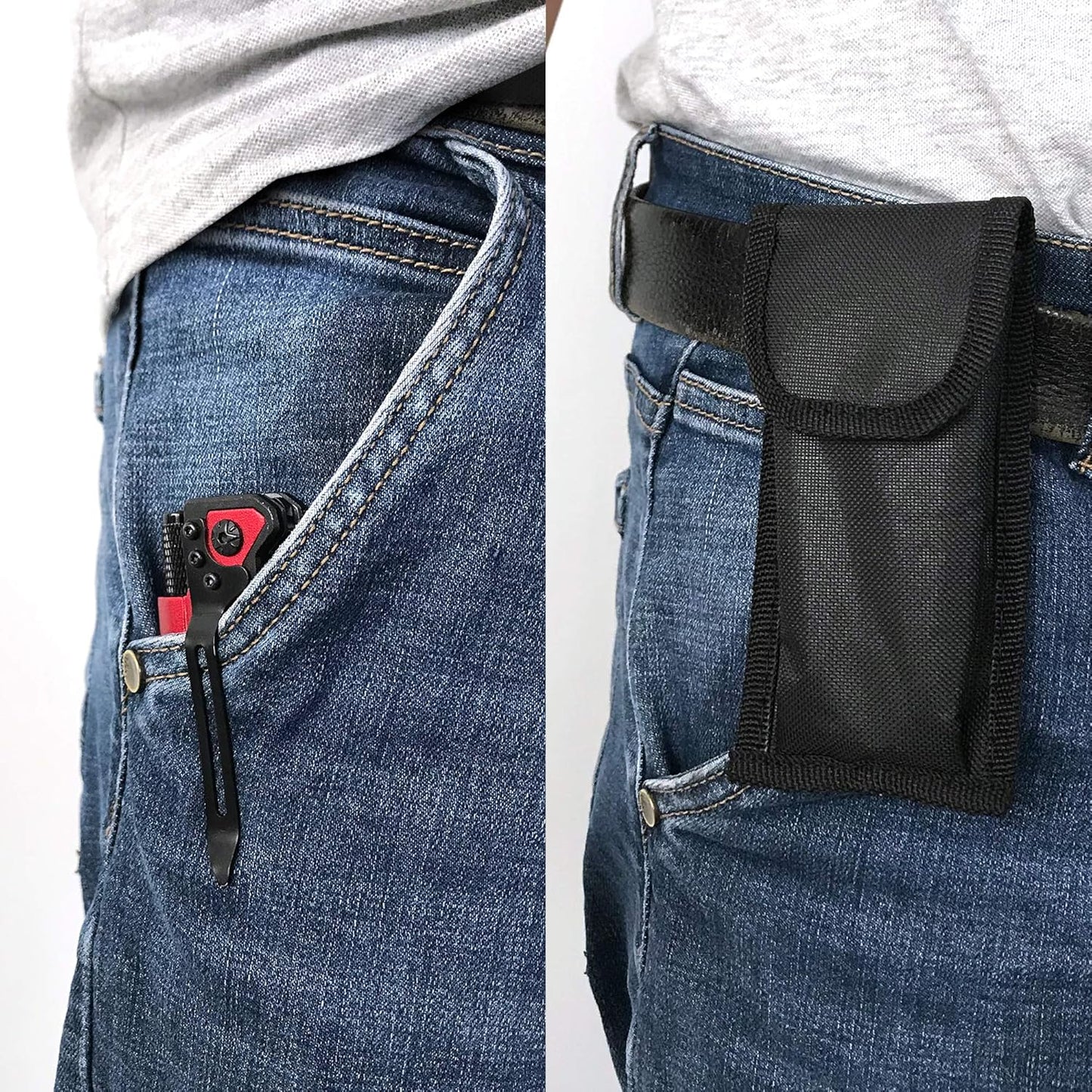 ALBATROSS 6-in-1 Survival Tactical Military Folding Pocket Knives with LED Light,Seatbelt Cutter,Glass Breaker,Magnesium Fire Starter,Bottle Opener;Multi-Function Emergency Tool(Black)