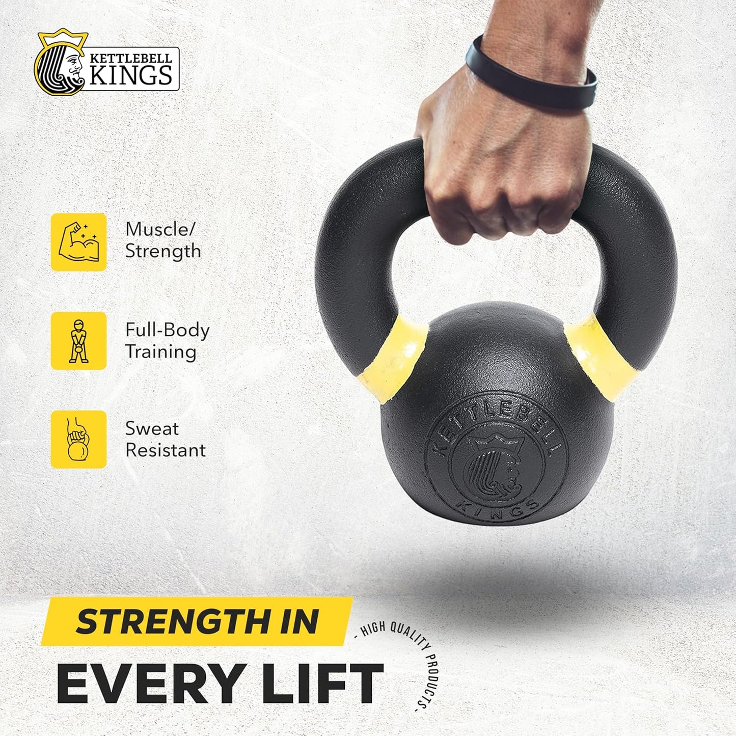 Kettlebell Kings Powder Coated Kettlebell Weights - 9-97 lb Strength Training Kettlebells for Men and Women - Hand Weights Workout Gym Equipment - Weights Set for Home Gym- New