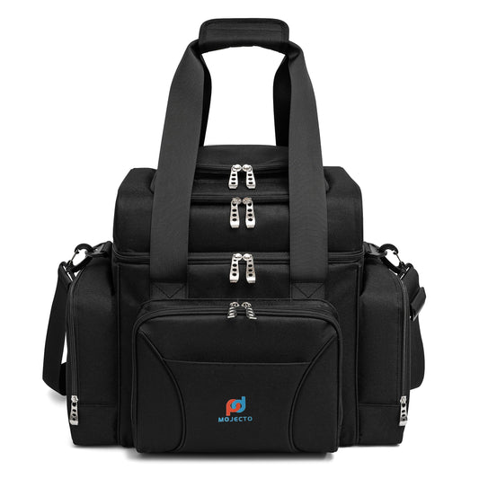 Large Cooler Bag (15x12.5x9 in). Two Insulated Compartment, Heavy Duty Fabric, Thick Insulation, Reinforced Stiches, Multiple Pockets, Durable Zipper.