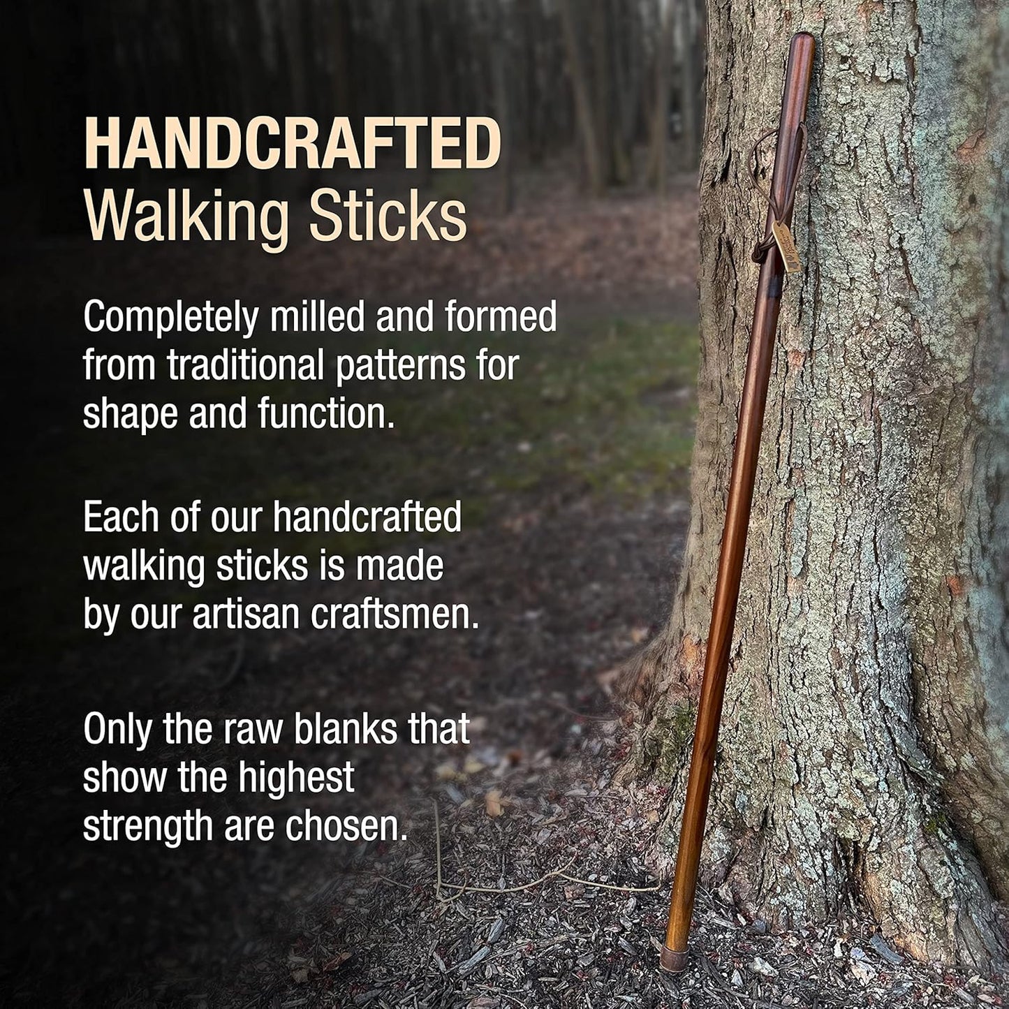 Brazos Handcrafted Wood Walking Stick, Pine, Trekker Style Handle, for Men & Women, Made in The USA