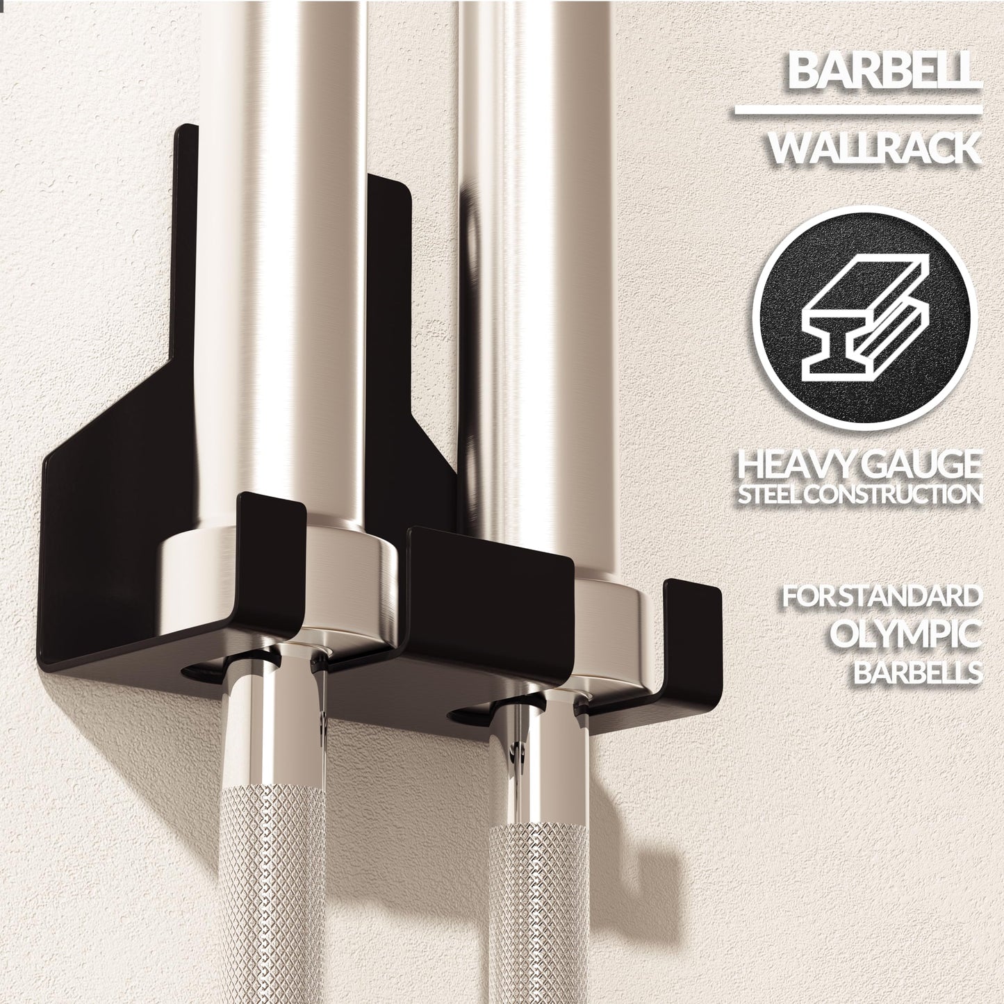 Fitvids Wall Mount Vertical Barbell Hanger Olympic Barbell Holder, For 2 Bars