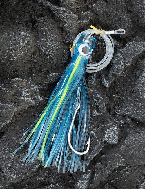BLUEWING 6in Big Game Trolling Lure 1pc Deep Sea Fishing Tackle with Stainless Steel Hook and 395lbs Mono Line for Wahoo Tuna Marlin Mahi-Mahi, Blue