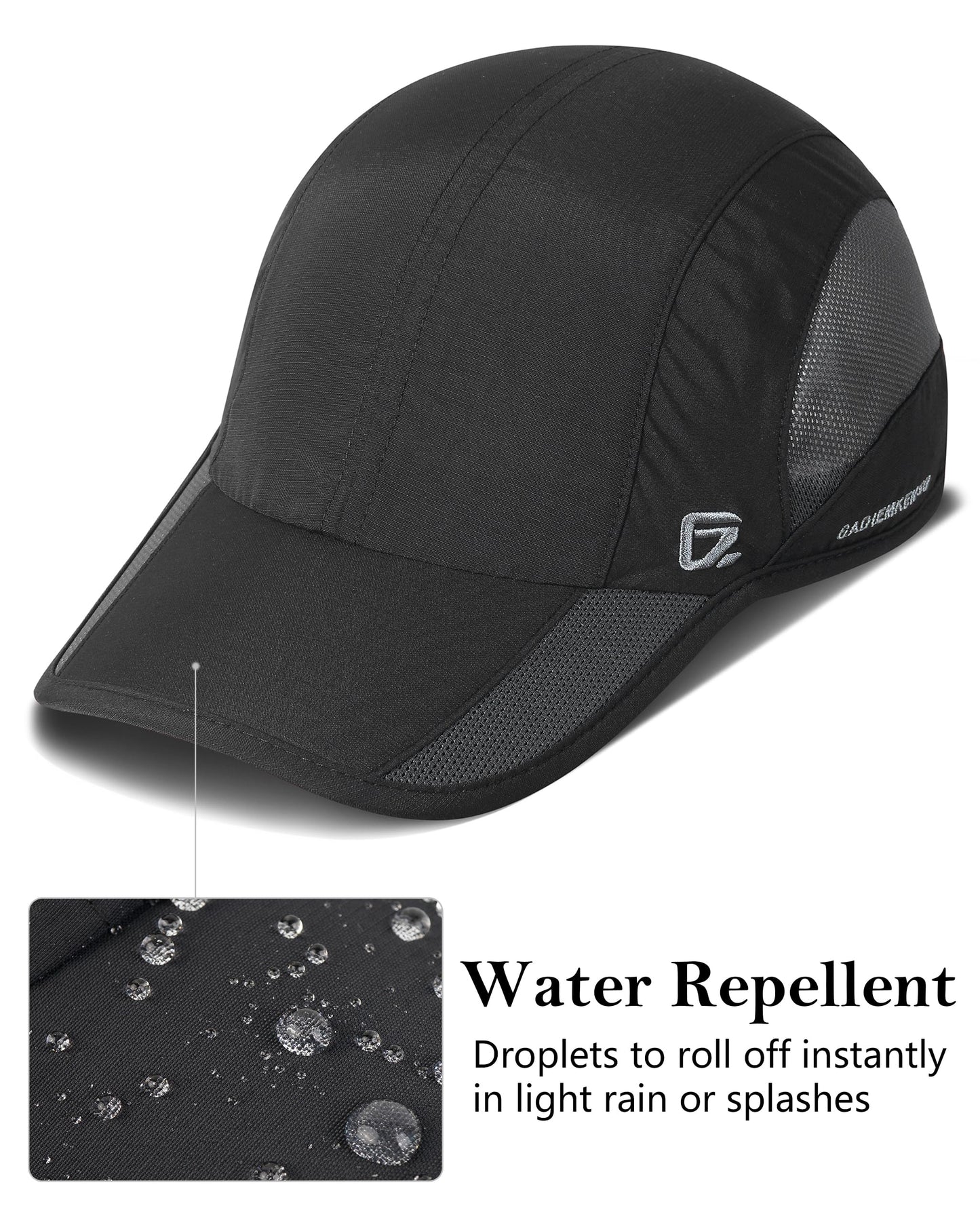 GADIEMKENSD Outdoor Men's Running Hat Cooling Womens Summer Baseball Cap UV Sport Mesh Trucker Dad Hats Quick Dry Breathable Unstructured for Camping Fishing Hiking Black L