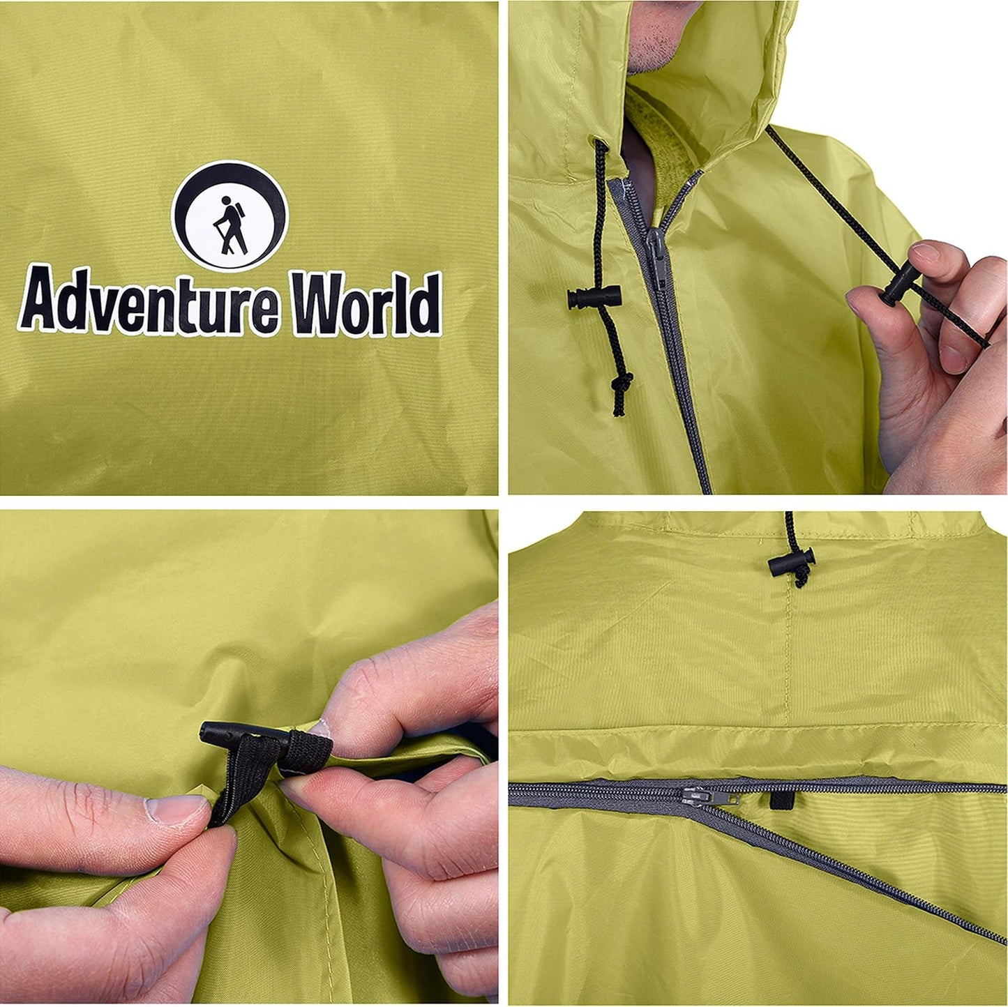 Adventure World Globotrekker Backpack Poncho Lightweight Waterproof Rain Poncho for Hiking, Camping, Travel & Outdoor Use