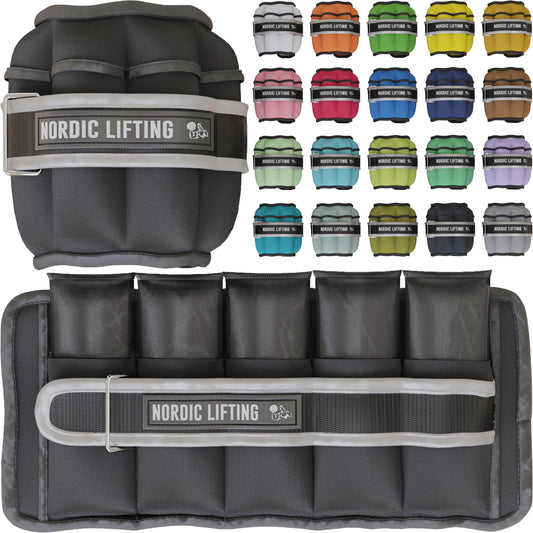 Adjustable Ankle Weights for Women and Men - 1 Pair 2 4 6 8 10 Lbs - Strap to Wrist, Hand or Leg for Gym & Yoga - Workout Equipment to Boost Weight Loss by Nordic Lifting