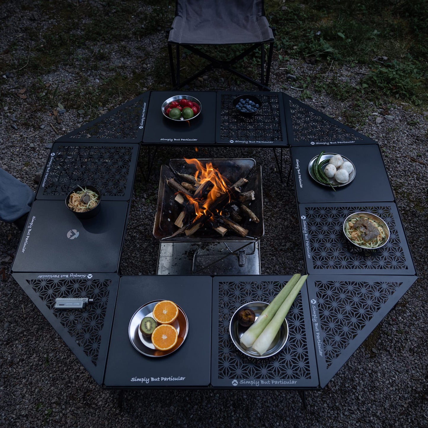 camping moon Corner Extension for Field Rack Aluminum Leaf Design Black T-2306-C
