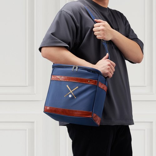 Premium Insulated Cooler, Baseball Soft-Sided Bag - Lunch, Beer & Drink Carrier for Tailgating, Game Day, Golf & Outdoor Sports - Holds 12 Bottles, 18 Cans - Leather Accents, Shoulder Strap (15L)