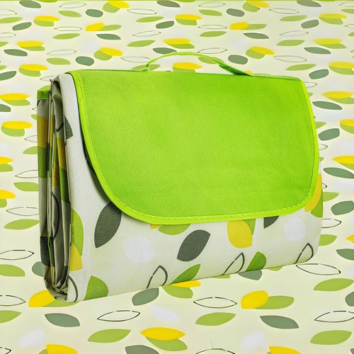 YU FENG Picnic Blanket Waterproof Foldable Green Leaves Outdoor Beach Blankets Lightweight Tote Shaped Mat for Travel Camping Family Party (80x80 inch)