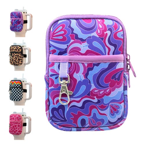 Axolotl Stanley Cup Accessories: Zip Pouch for 30oz & 40oz Water Bottles - Essential for Stanley Quencher Adventure Cup, Doubles as a Fanny Pack, Purse, Bag for Your Tumbler - Includes (Purple Groovy)