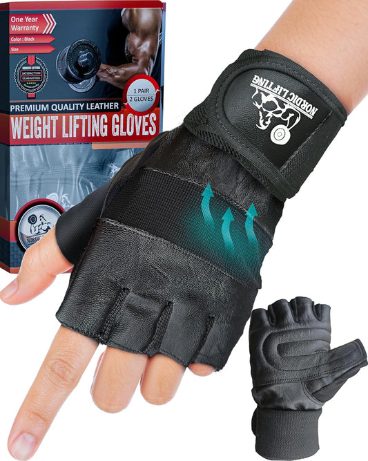 Nordic Lifting Weight Lifting Gloves with 12" Wrist Wraps Support for Gym Workout, Cross Training, Weightlifting, Fitness & Cross Training - The Best for Men & Women -Quality Gear