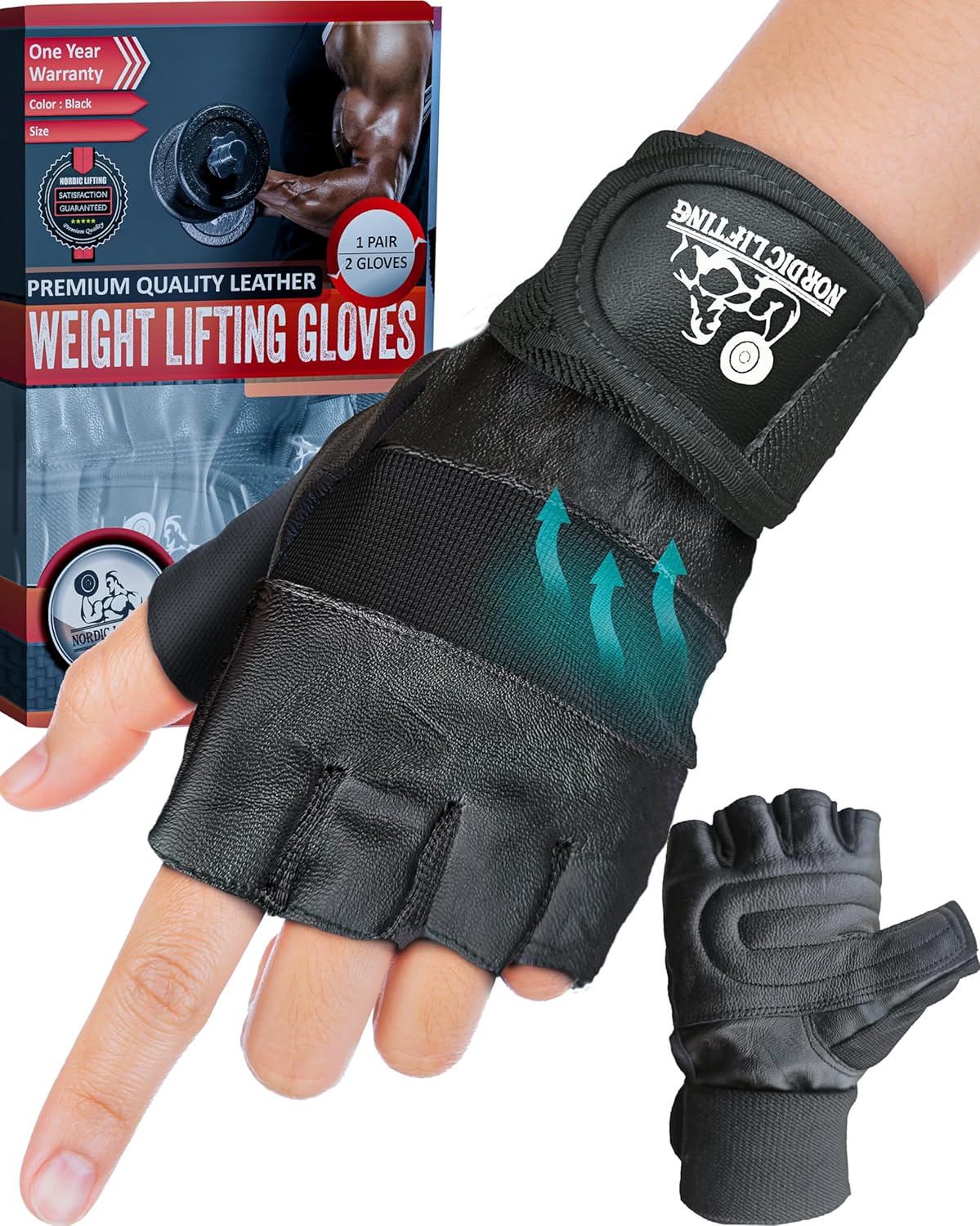 Weight Lifting Gloves with 12" Wrist Wraps – Durable Workout Gloves for Men & Women, Cross Training & Powerlifting