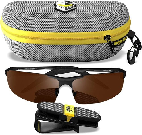 BLUPOND Polarized Sports Sunglasses for Men - Daytime Anti-Glare Copper TAC Lens - Metal Semi-Rimless Frame - Driving Fishing Shooting - Knight Visor