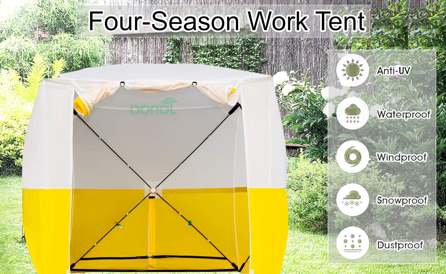 JAX3 | Professional Work Tent | Pop Up | UV50+| 6,2x6,2x7,05 Ft | Instant Quick and Easy Tool-Free Setup | Waterproof | Slicing, Commercial Tent, Fiber Optic for Heavy-Duty Use