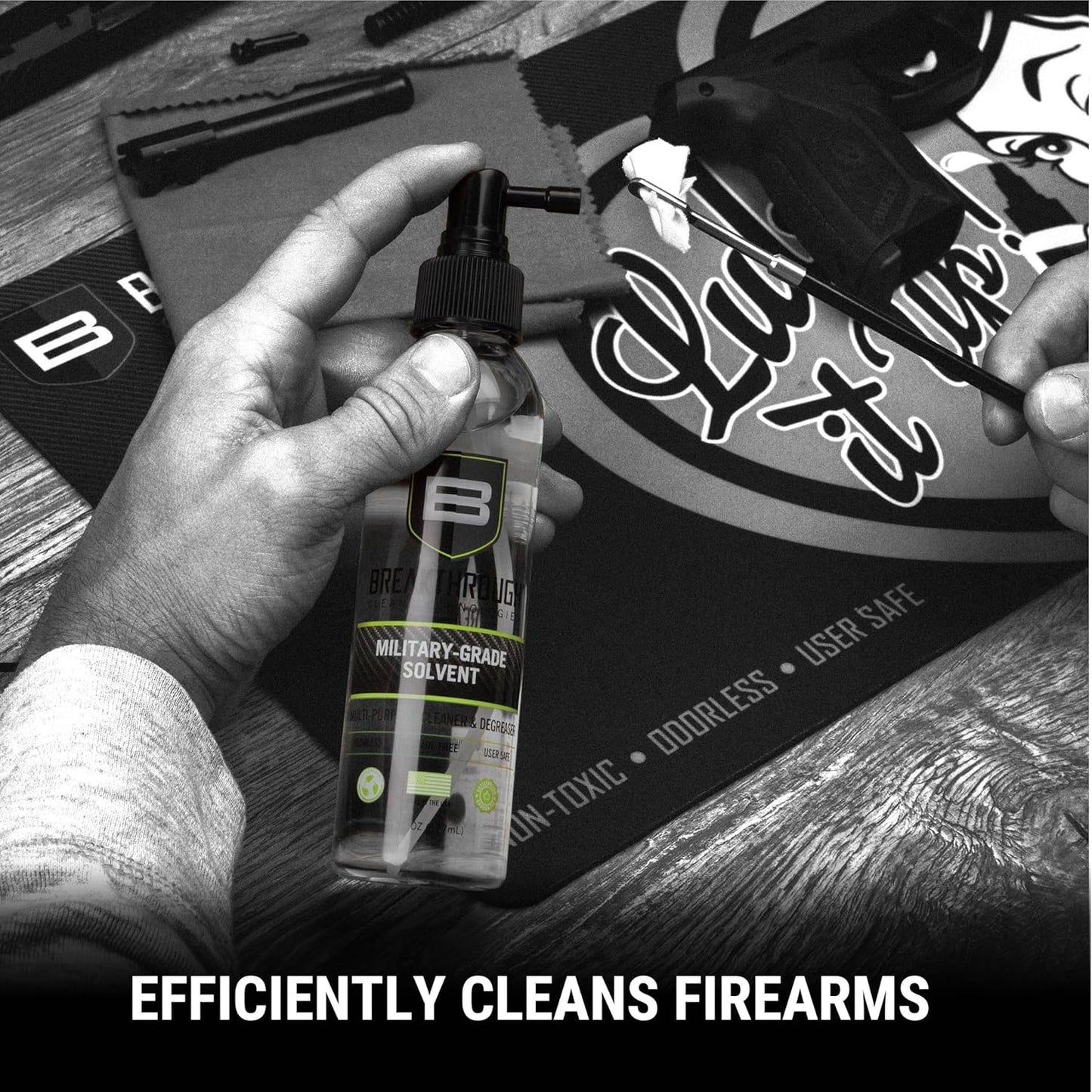 Breakthrough Clean Technologies Military-Grade Handgun and Rifle Cleaning Solvent, Grease Remover - 6oz/2oz/15ml/32oz Spray Bottle