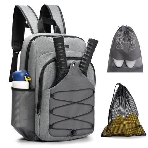 Pickleball Backpack with Ventilated Racket Compartments, Gray